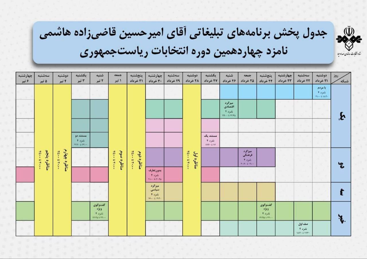 قالیباف در «صف اول» | زاکانی چهارشنبه به تلویزیون می آید ؛ قاضی زاده هاشمی سه شنبه + جدول